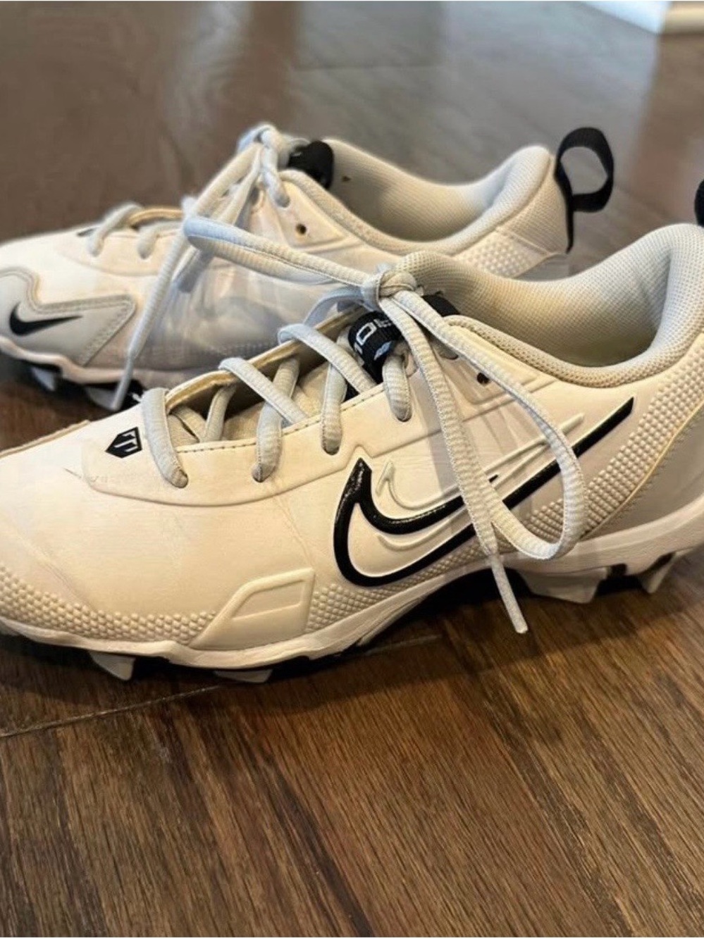 Nike Kids White and Black Swoosh cleats